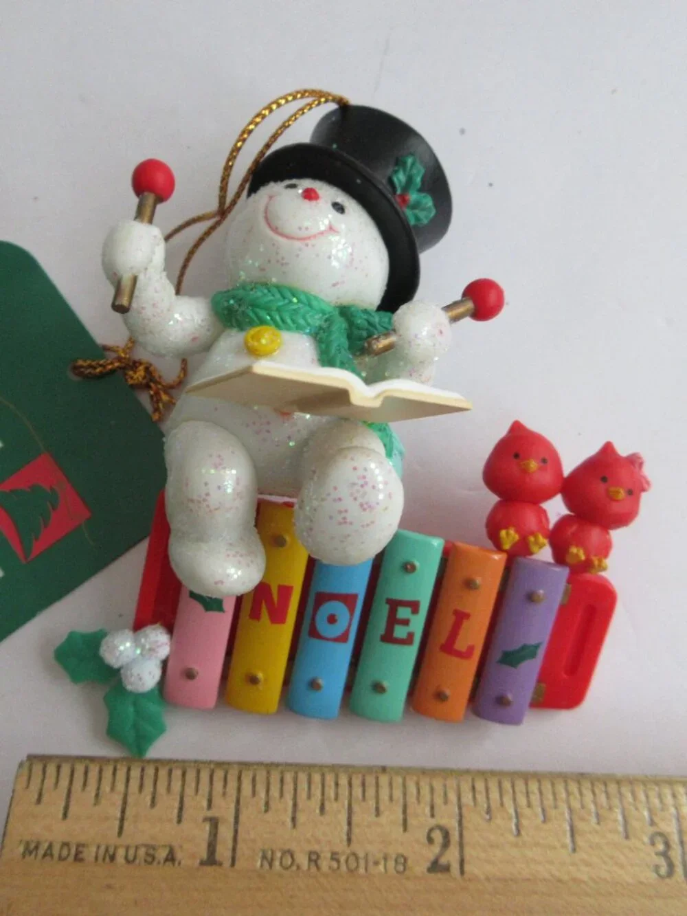 Trim A Home Christmas Tree Ornament Snowman Playing Xylophone NOEL Kmart 1996